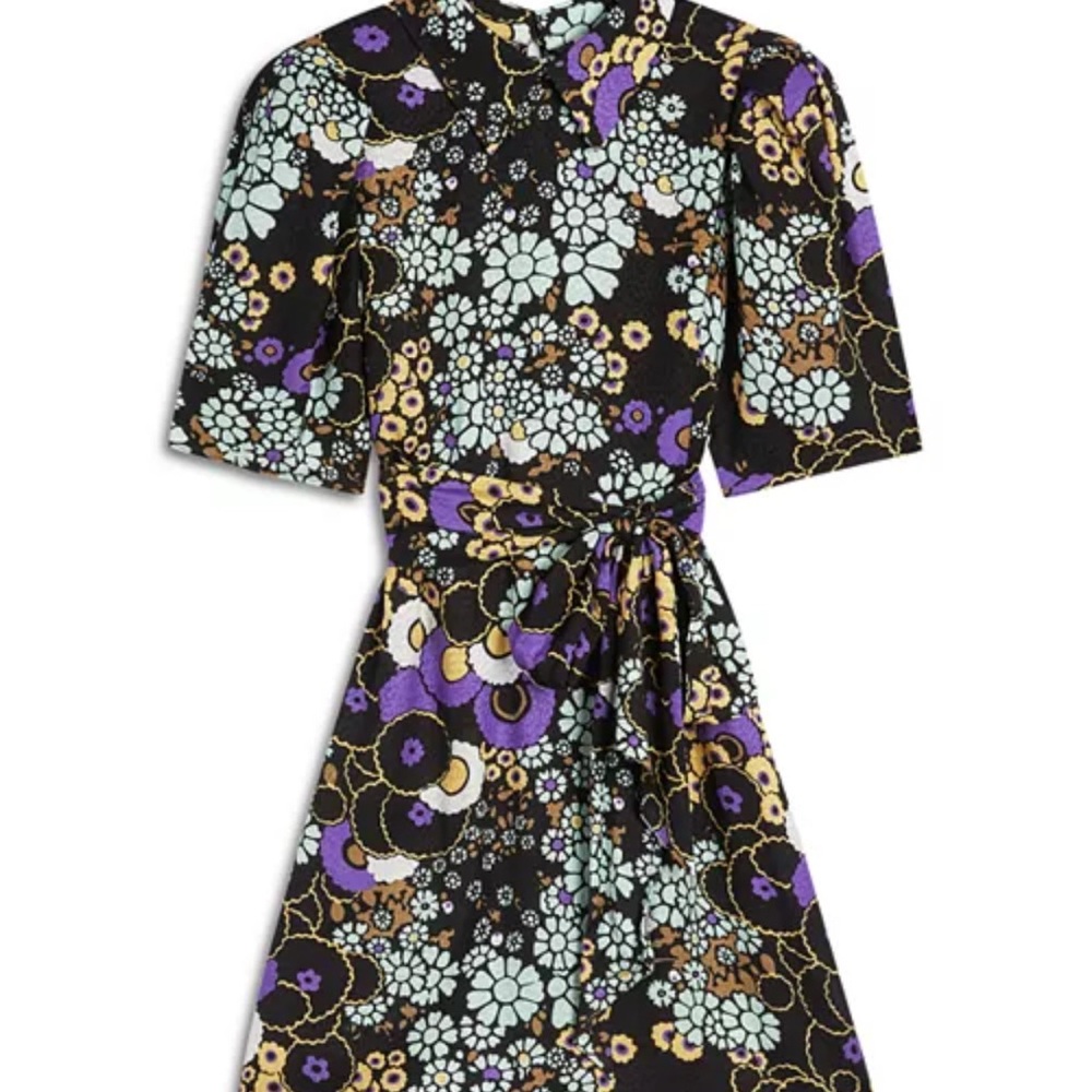 Ted Baker Saskiie Dress Floral Print Wom- Black, Purple, Blue